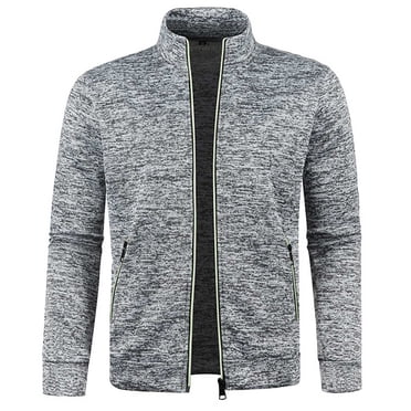 Pisexur Men's Cardigan Sweaters Full Zip Up Stand Collar Slim Fit Casual Knitted Sweater with 2 Front Pockets
