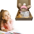 thumbnail image 1 of Hug Cute Easter Adorable Knitted Bunny With Inspirational Card Desk Decor Handmade Emotional Support Positive For Teachers Friends Family, 1 of 9