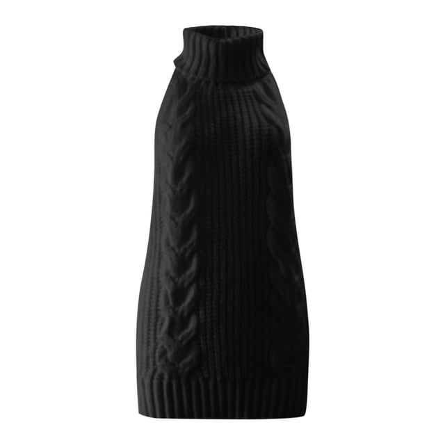 KHONTS , Chandail d'Anime pour Femme, Robe Tricotée à Col Roulé Japonaise, Chandail Sans Dos, Gilet Sans Manches Noir P