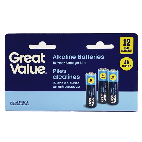 Great Value AA LR6/1.5 V Alkaline Batteries 12 Pack