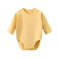 thumbnail image 2 of HOZADOIE Unisex Baby Bodysuit Duvet Cotton Fashion Simple Button Opening Design Solid Color Long Sleeve Romper Fall 0-12Months, 2 of 3