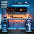 thumbnail image 3 of Bestier 55 inch Computer Desk with Outlets, Gaming Desk with LED Light, Grey Desk with Monitor Stand, 3 of 10