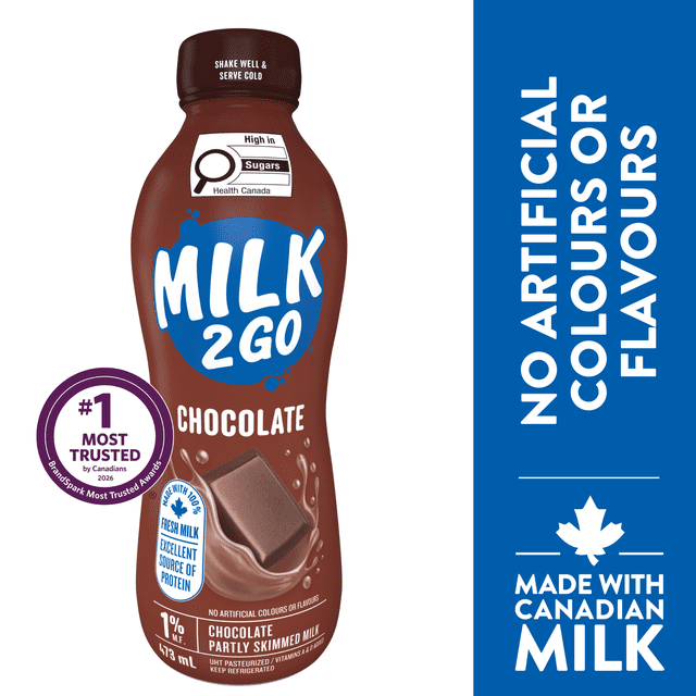 Milk2Go Lait Partiellement Écrémé au Chocolat 1 %