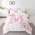 thumbnail image 2 of Erosebridal Ensemble de Literie Monogrammée pour Filles, Couette Simple, Couette en Duvet Rose, Décor Lettre Initiale m, Réversible 2 Pcs, 2 of 8