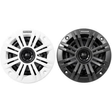 Kicker 45KM44 Haut-Parleurs Audio Coaxiaux de 4 Pouces 4 Ohms, Housses Charbon et Blanc, Paire