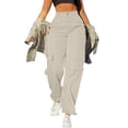 thumbnail image 2 of Timegard Cargo Pants for Women High Waist Straight Leg Active Hiking Outdoor Pants Fall Solid Color, 2 of 6
