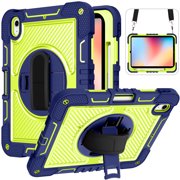 Tablet Case For Samsung Galaxy Tab A9 Plus S9 FE S8 PLUS A7 Lite S6 P610 A8 X200 X205 360 Rotation Hand Strap&Kickstand Cover Navy Yellow-SP Tab S9 FE