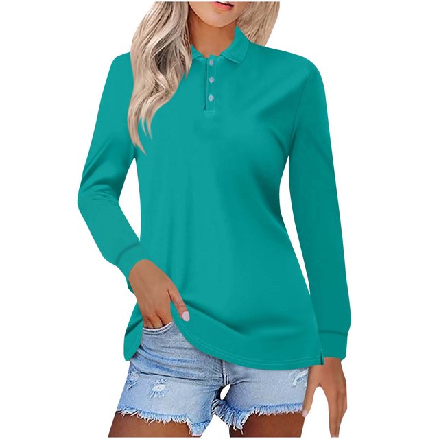 asjyhkr Plus Size Womens Long Sleeve Shirts Button Summer Tops Trendy 2025 Work Business Causal T Shirts