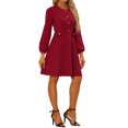 thumbnail image 4 of INSPIRE CHIC Robe de Travail pour Femme à Manches Longues avec Boutons Contrastants L Rouge, 4 of 6