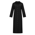 thumbnail image 5 of cfhntfmh Maxi Robes pour Femmes Décontractées d'Automne à Col, Manches Longues, Chemises Boutonnées, Robe Douce en Coton et Lin, 5 of 5