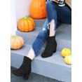 thumbnail image 2 of Bottes Cheville à Talon Bloc à Bout Rond à Fermeture Éclair Latérale pour Femmes BLISSFUL STEP Noires 6, 2 of 7