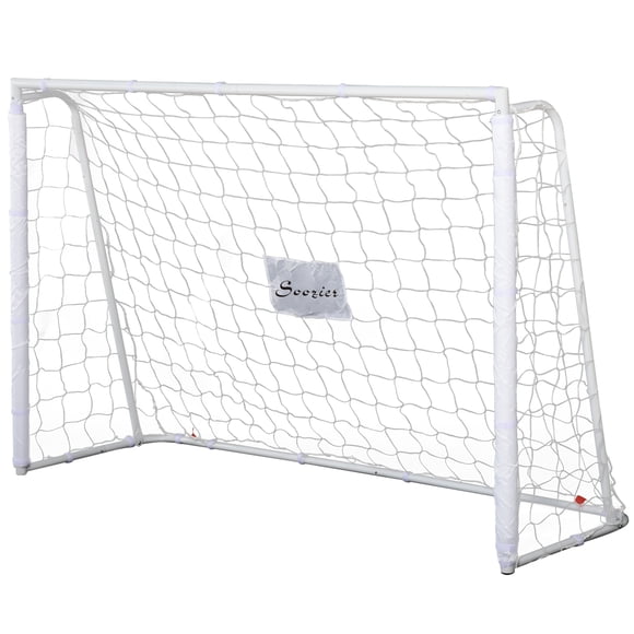 Soozier Filet de But de Soccer 6 Pi x 4 Pi avec Cadre en Métal, Assemblage Facile, Blanc