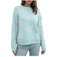 thumbnail image 2 of RKSTN Sweaters for Women Loose Flowers Round-Neck Sweater Winter Long Sleeve Blouse Fall Sweaters, 2 of 7