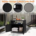 thumbnail image 4 of BeesClover Armoire de Rangement Extérieure en Rotin, Armoire Extérieure avec Compartiment Ouvert, Buffet Imperméable Table de Bar de Patio, Buffet en Osier à 2 Portes, Bar Extérieur pour Patio Jardin Cour Arrière au Bord de la Piscine, 4 of 7