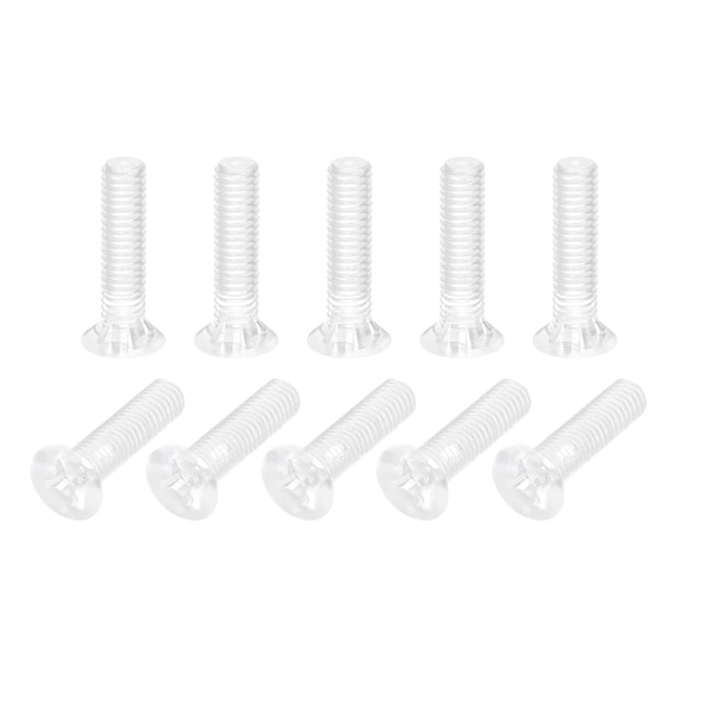 Unique Bargains M6x25mm Plastic Phillips Machine Screws, PC Flat Head Machine Bolts 25 Pack