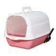 thumbnail image 3 of DOLITY Hooded Cat Litter Box Fully Enclosed Cat Toilet Portable with Front Door Kitten Handheld Pink, 3 of 9