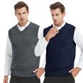 thumbnail image 2 of TOPTIE 2 Pack Window Clerk Sweater Vests For Men, Work Uniform Cotton V-Neck Sweater Vests-Charcoal Navy-M, 2 of 8