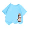 thumbnail image 1 of LUOGENLI T-Shirt pour Filles Enfant Filles Mignon Mode Imprimé Décontracté Ample Col Rond Manche Courte Tee Été T-Shirt Hauts Maxi Hauts Ensembles Filles Tenue 2 Pcs Bleu 2-4 Ans, 1 of 4