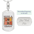 thumbnail image 2 of Being A Dog Mom Stainless Steel or 18k Gold Premium Swivel Dog Tag Keychain, 2 of 8