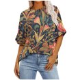 thumbnail image 1 of Pisexur Hauts pour Femmes Mode Décontractée Manches Courtes Col Rond T-Shirts Confortables Amples à Imprimé Floral Blouses Printemps Été Hauts Élégants à Imprimé Graphique Grande Taille Sorties S-5TG, 1 of 7