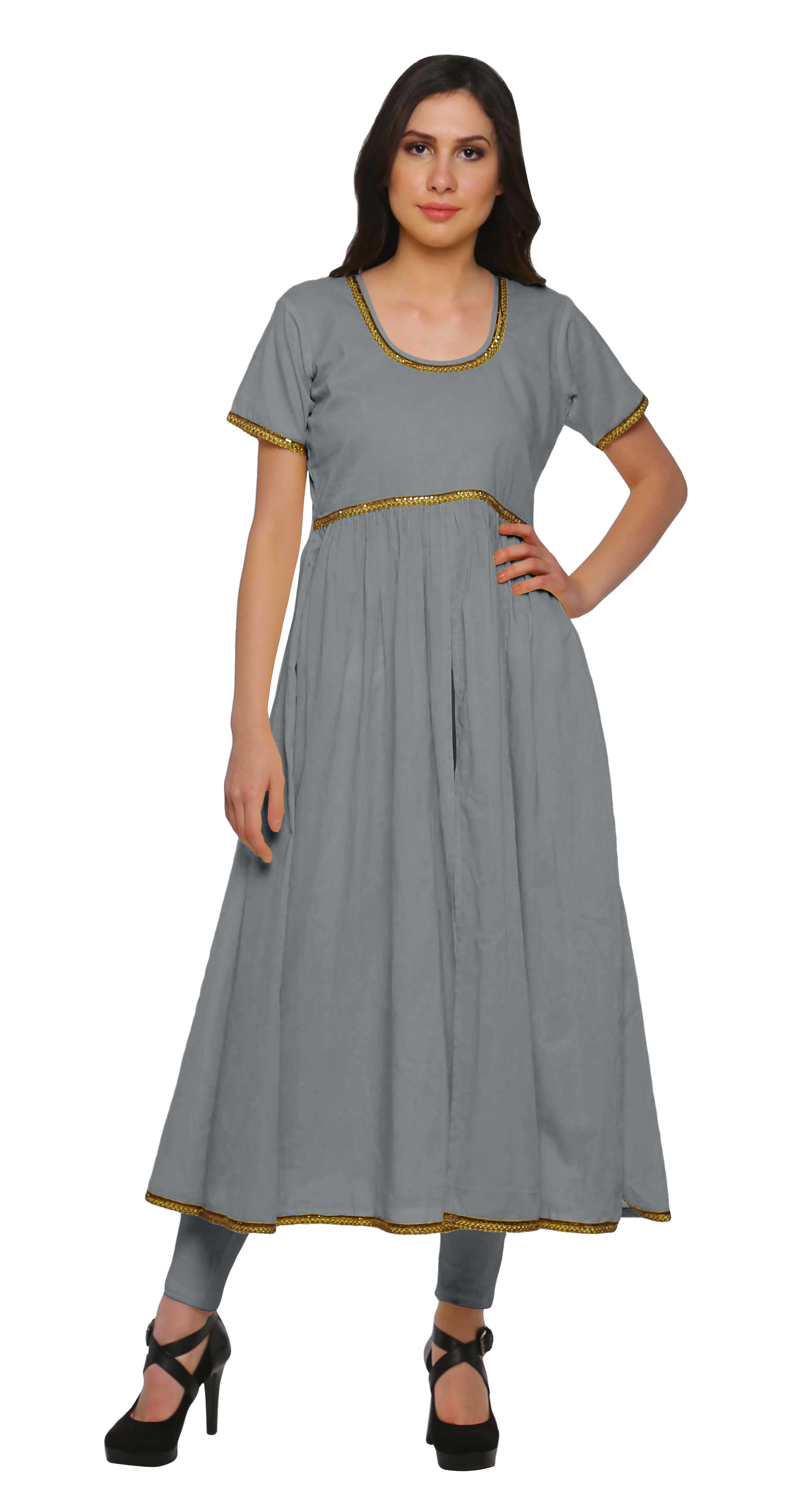 Moomaya Indian Women Cotton Front Slit Kurtis Solid Bollywood Designer Kurti