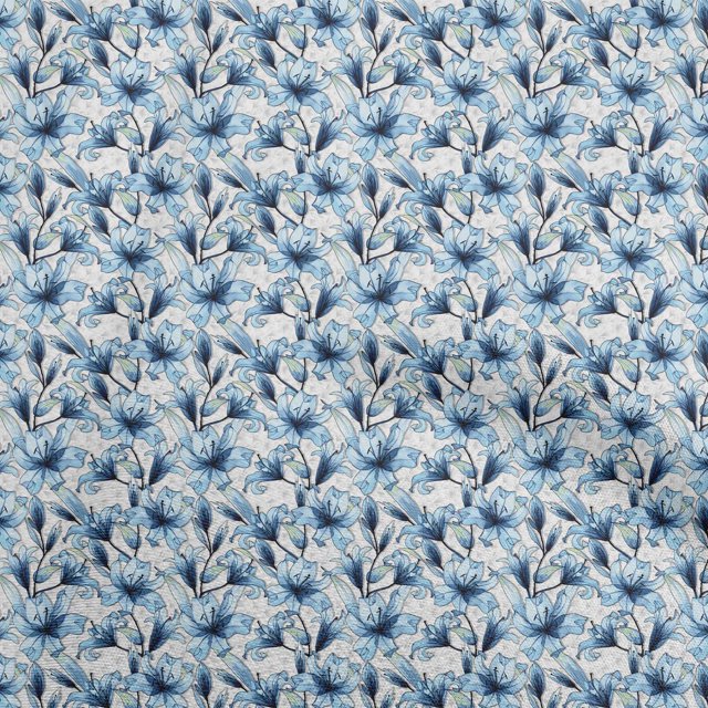 oneOone Velvet Medium Blue Fabric Floral Craft Projects Decor Fabric Printed By The Yard 58 Inch Wide