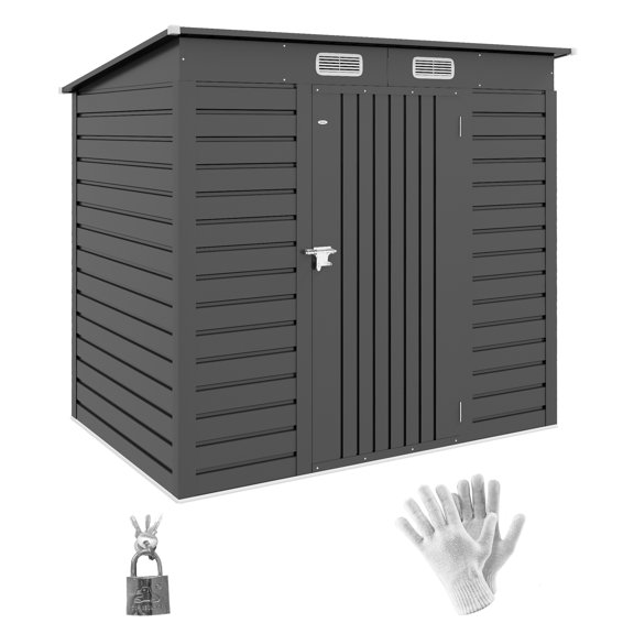 Outsunny 6 x 4FT Metal Garden Storage Shed with 2 Vents, Grey