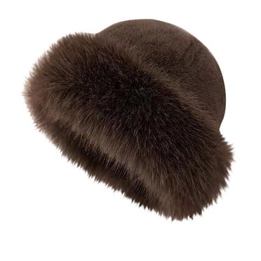 Women's Faux Fur Bucket Hat - Winter Warmth Bucket Hat Fluffy Snow Hat Fuzzy Fisherman Cap Warm Cute Cold Weather