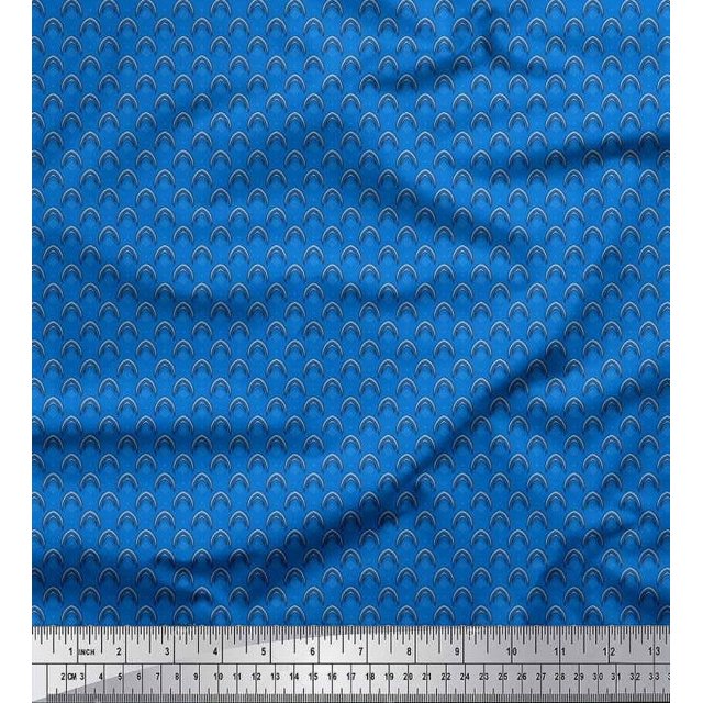 Soimoi Crepe Silk Fabric Dot & Curve Block Decor Fabric Printed Yard 42 Inch Wide