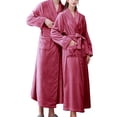 thumbnail image 1 of Women'S Double Pocket Flannel Bathrobe Soft And Warm Double Faced Velvet Bathrobe Pajamas And Home Wear Bathrobe Robe, 1 of 6