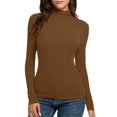 thumbnail image 1 of HKEJIAOI Chemises à Col Roulé à Manches Longues pour Femmes Tricot Tshirt Slim Fit Basic Tee, 1 of 4