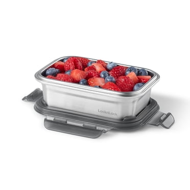 Starfrit LocknLock Steel, Contenant de rangement en acier inoxydable,  Capacité de  400ml/14oz. avec couvercle