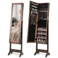 thumbnail image 1 of Costway Jewelry Mirrored Cabinet Armoire Organizer Storage Box with Stand Christmas Gift Brown, 1 of 10