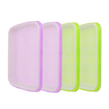 KAKOWELY Ensemble de 4 Bassins de Germination Plateaux de Germination Sans Sol Contenants de Plantation par Eau Site de Pépinière pour Herbe de Blé Soya Mungo (Couleur Aléatoire, 1 Ensemble Comprend un Plateau et une Grille),12.8"X9.45"X1.57 Pouces