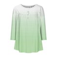 thumbnail image 4 of Pisexur Womens Plus Size Sweatshirt Gradients 3/4 Length Sleeve Tops Fall V-Neck Blouses Spring Ruffle Sleeve Tunic T-Shirts Dressy Casual, 4 of 4