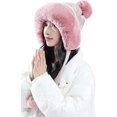 thumbnail image 1 of LinYooLi Bonnet Femme Mignon Pompon Tricoté Doublé Fausse Fourrure Chapeau Chaud d'Hiver, 1 of 7