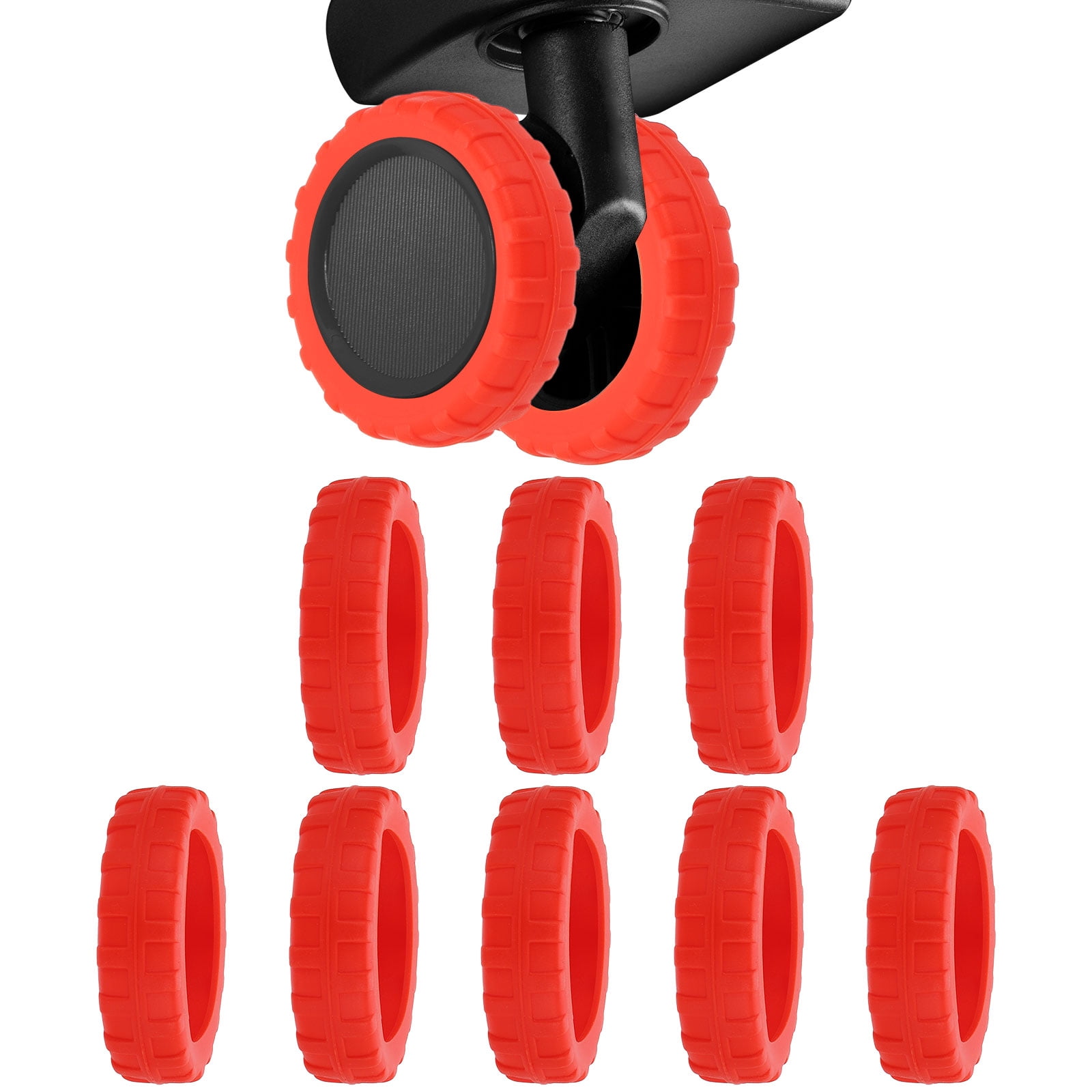 Unique Bargains Luggage Wheels Cover, 16pcs Mute Luggage Suitcase Wheel Protector Covers for Spinner Wheels Luggage Sets, Red