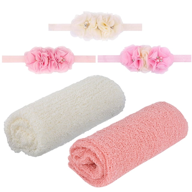 Coofit 2 Pcs Emmaillotage pour Bébé Mode Coton Extensible Accessoire Photo pour Bébé avec 3 Bandeaux