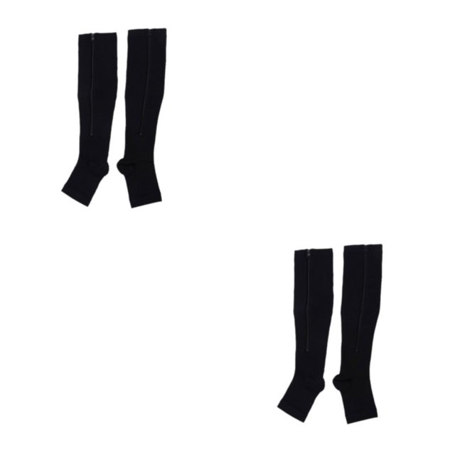 Maytalsory Chaussettes de Compression Respirantes à Fermeture Éclair Performance avec Confort Maximal Noir G/TG 2Ensemble