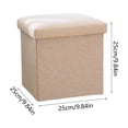 thumbnail image 3 of Beige Multifunctional Foldable Storage Stool Linen Fabric For Organizer Shoe Changing 25 X 25 Cm Cotton Linen Material Beige Color, 3 of 6