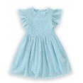 thumbnail image 1 of TopLLC Robe à Manches Courtes Col Rond Imprimé Floral pour Filles avec Manches Volantes Jupe Plissée pour Filles Été Jupe pour Enfants Robe Fille, 1 of 3