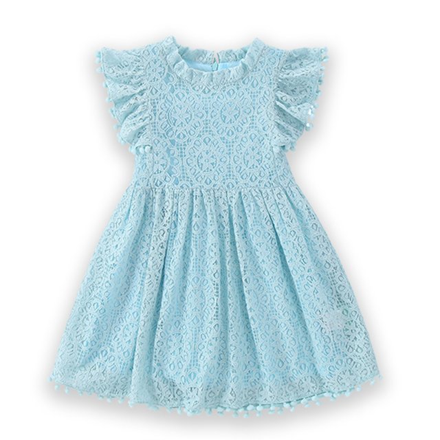 TopLLC Robe à Manches Courtes Col Rond Imprimé Floral pour Filles avec Manches Volantes Jupe Plissée pour Filles Été Jupe pour Enfants Robe Fille