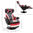 thumbnail image 3 of Vinsetto Racing Style Video Gaming Recliner Chair Padded Office Seat with Reclining Backrest and Footrest, Headrest, Lumbar Support, Round Metal Base, Cup Holder for Black and Red, 3 of 9