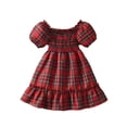 thumbnail image 1 of Robe Rouge Garçon Fille Fille à Manches Courtes Bouffantes, Graphique, Coupe Ample, pour Fille, Col Rond, Fête de Noël, Détente, Déesse Vintage, Carreaux, Renaissance, Steampunk, Hiver Automne, Robe 2025 3 Ans, 1 of 9