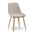 thumbnail image 1 of Bouclair Beige Fabric and Wood Dining Chair, 1 of 5