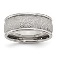 thumbnail image 1 of Anneau à Bords Arrondis Texturés en Acier Inoxydable Poli 9mm 11.5 Size, 1 of 6