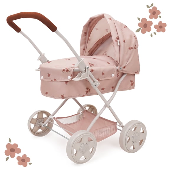 509 Crew: Ballet Flora Doll Pram - Kids Pretend Play, Retractable Large Canopy, Shopping Basket & Removable Carry Cot Bed. Ages 3+