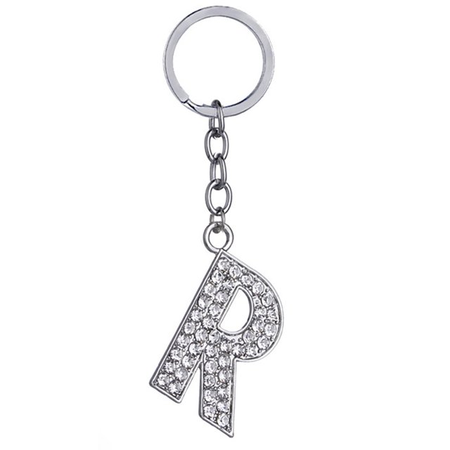 Key Chain Rhinestone A to Z Design Pendant Keychain Key Ring for Handbag Decor