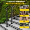 thumbnail image 2 of VEVOR Handrail Stair Railing Handrails Arch #1 Fits 1 or 2 Steps Matte Black Stair Rail Wrought Iron Handrail with Installation Kit Hand Rails for Outdoor Steps, 2 of 9
