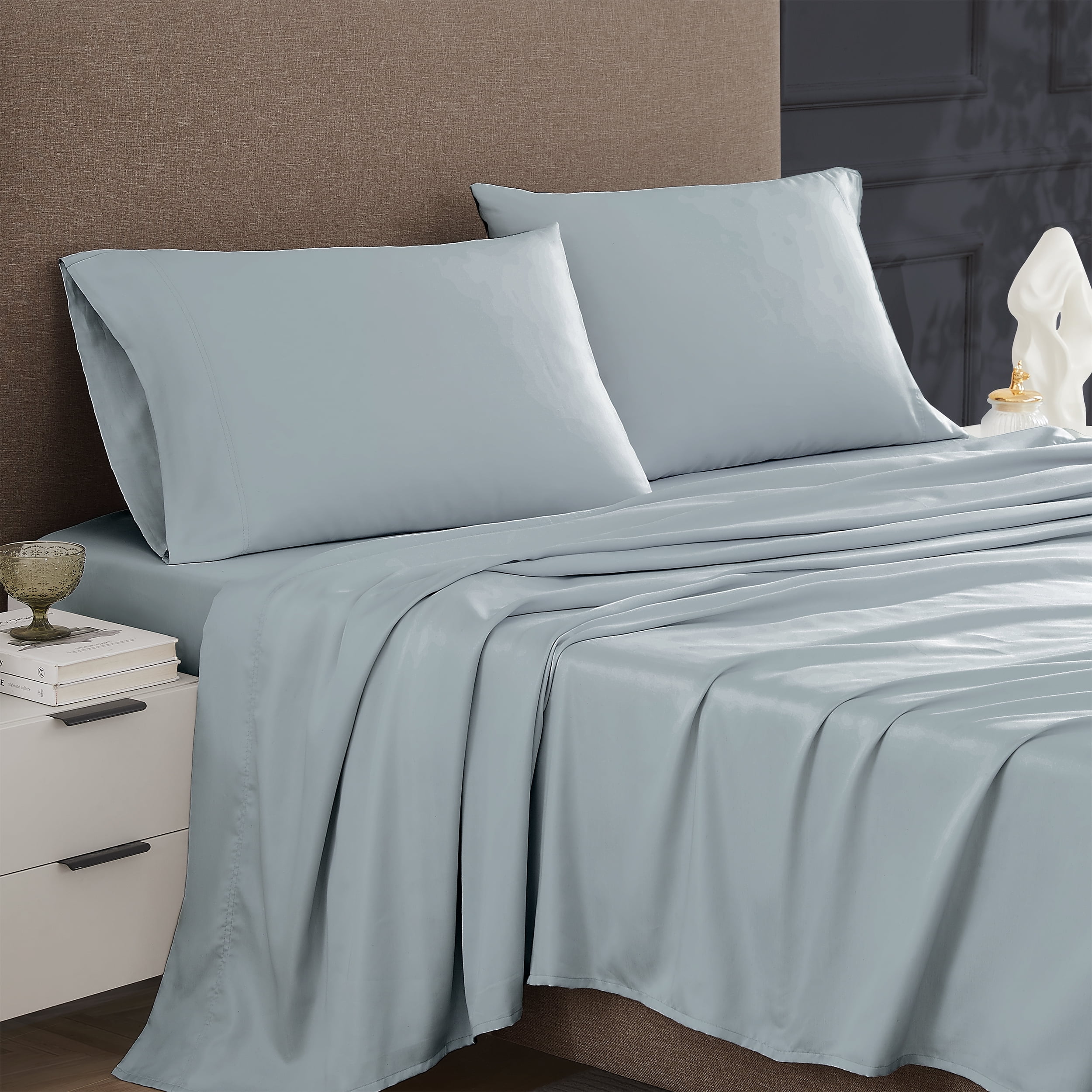 Ensemble de draps 100 % coton à contexture de 400 fils Hometrends, satin de coton